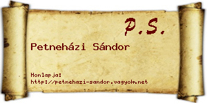 Petneházi Sándor névjegykártya