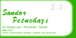 sandor petnehazi business card