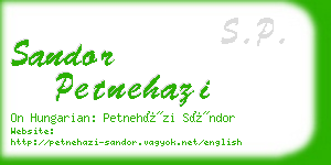 sandor petnehazi business card